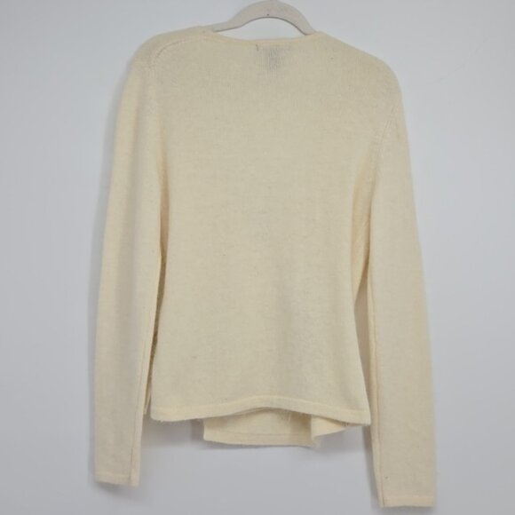 Kenar Ivory Cream Wrap Sweater with Bow Rabbit Hair Wool Blend Size Medium - Picture 5 of 8